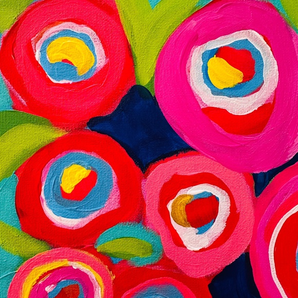 Original Painting Abstract Collectible Flowers Vase 12" x 12" Canvas - Picture 6 of 9